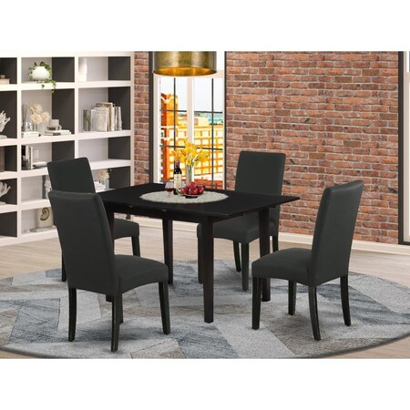 East West Furniture 5 Piece Norfolk Mid Century Dining Table Set - Black NODR5-BLK-24